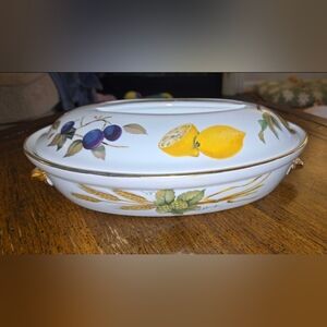 Vtg. Royal Worcester Evesham Oval Covered Casserole Entree Dish